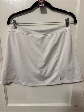 White Women's A-Line Athletic Skort with Front Side Slit